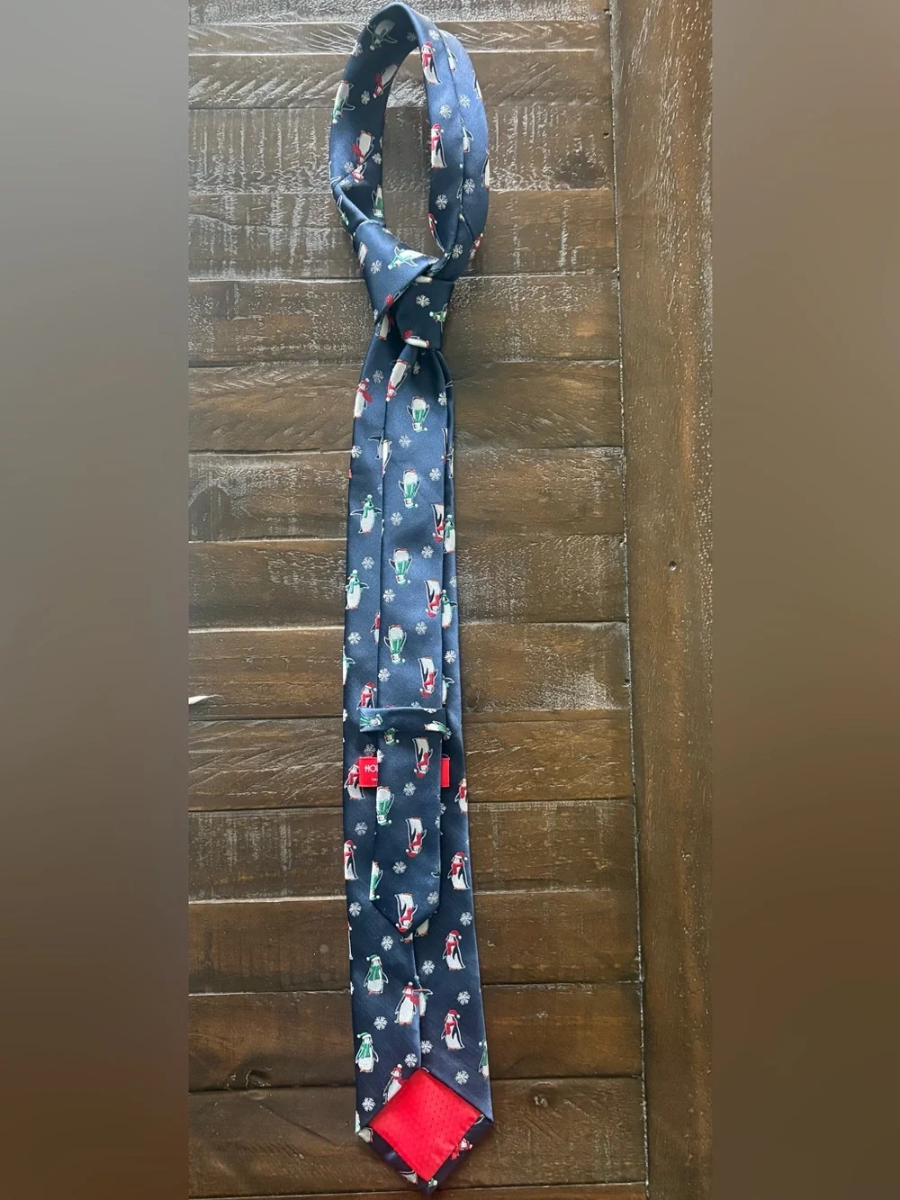 Hallmark Holiday Traditions Men’s Penguin Christmas Tie Navy Novelty Necktie